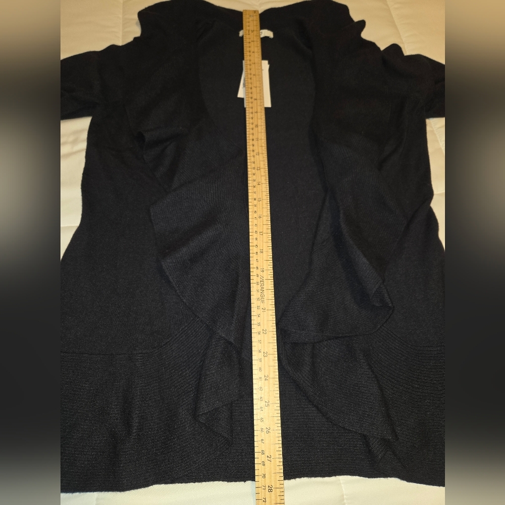 Cleo Black Ruffle Cardigan Size Medium - Picture 8 of 8